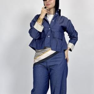 Gece set with a denim look and floded sleeves