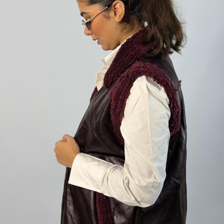Faux Leather Shearling Vest