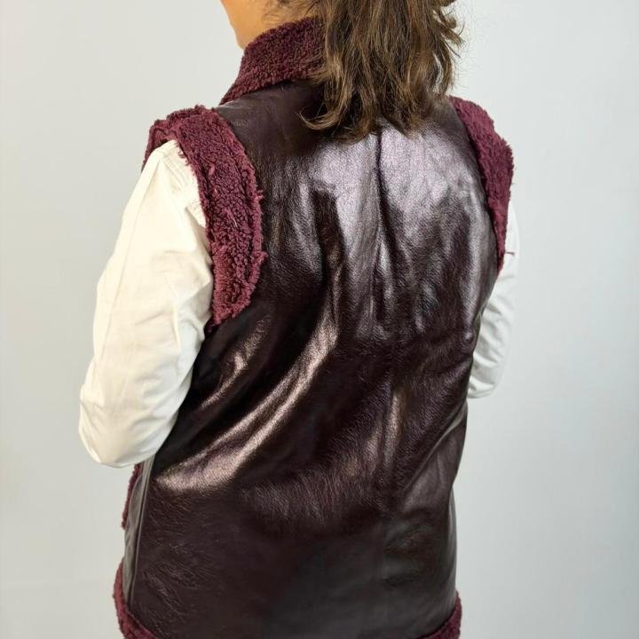 Faux Leather Shearling Vest
