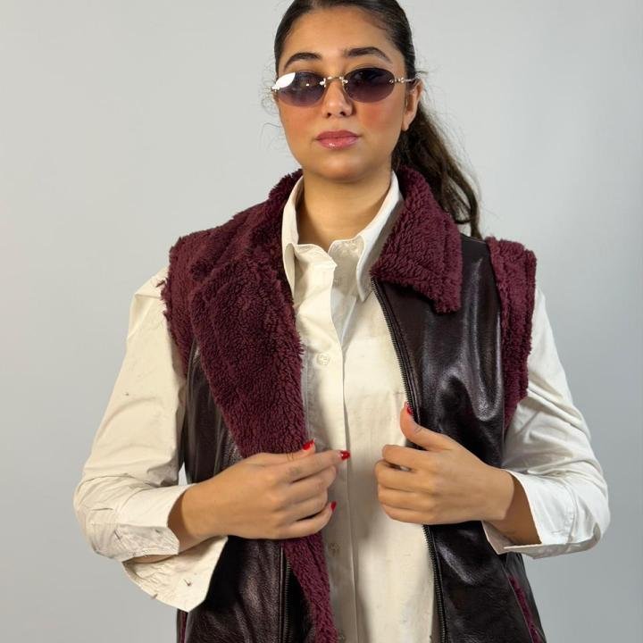 Faux Leather Shearling Vest