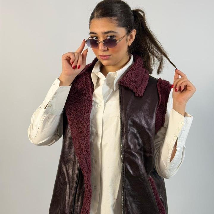 Faux Leather Shearling Vest