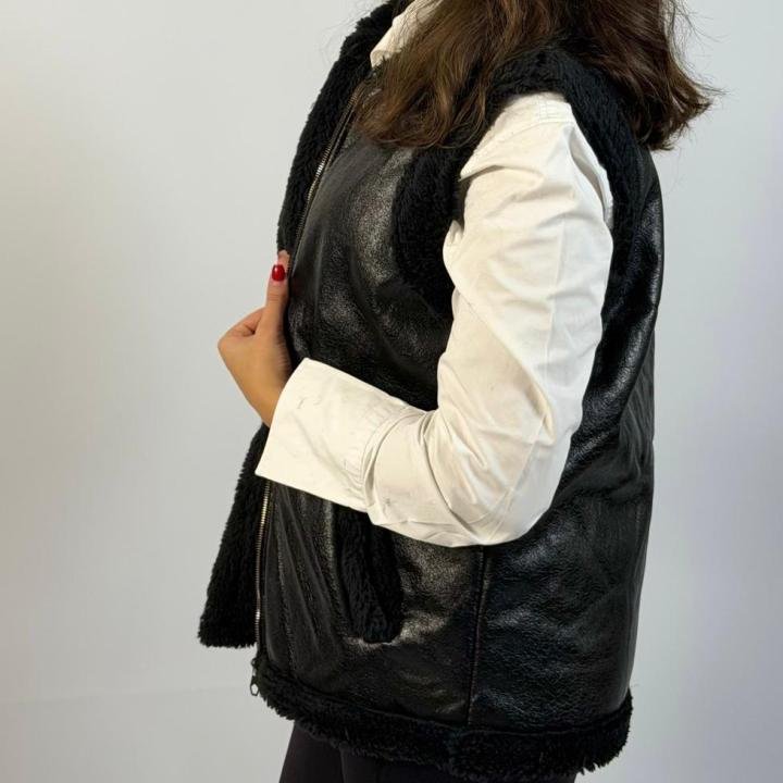 Faux Leather Shearling Vest