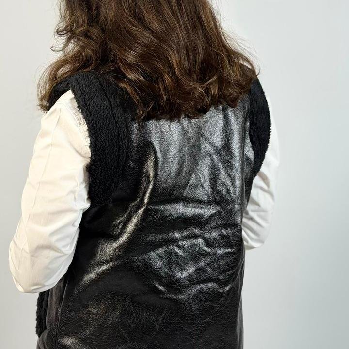 Faux Leather Shearling Vest