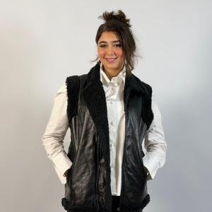 Faux Leather Shearling Vest